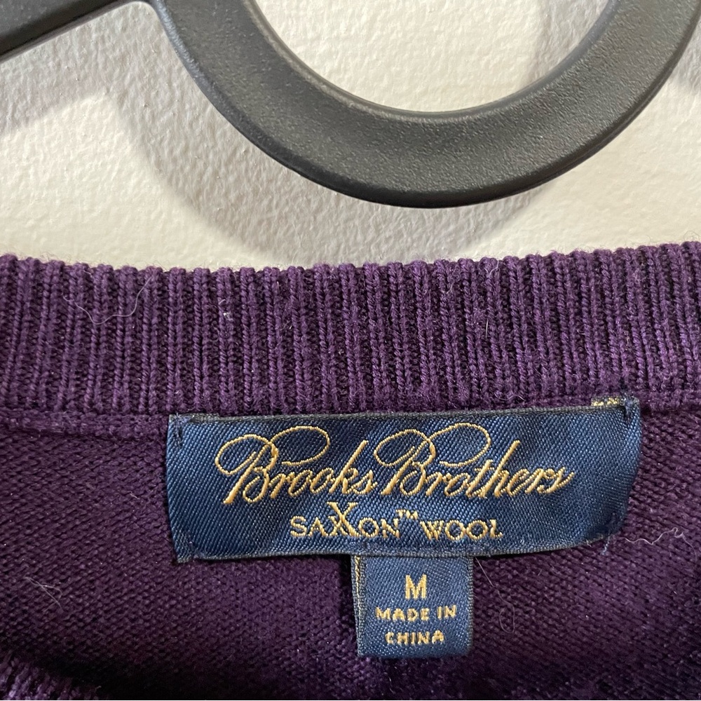 Brooks Brothers Deep Purple Saxon Wool Sweater